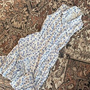 Vintage Blue and White Floral Maxi Dress